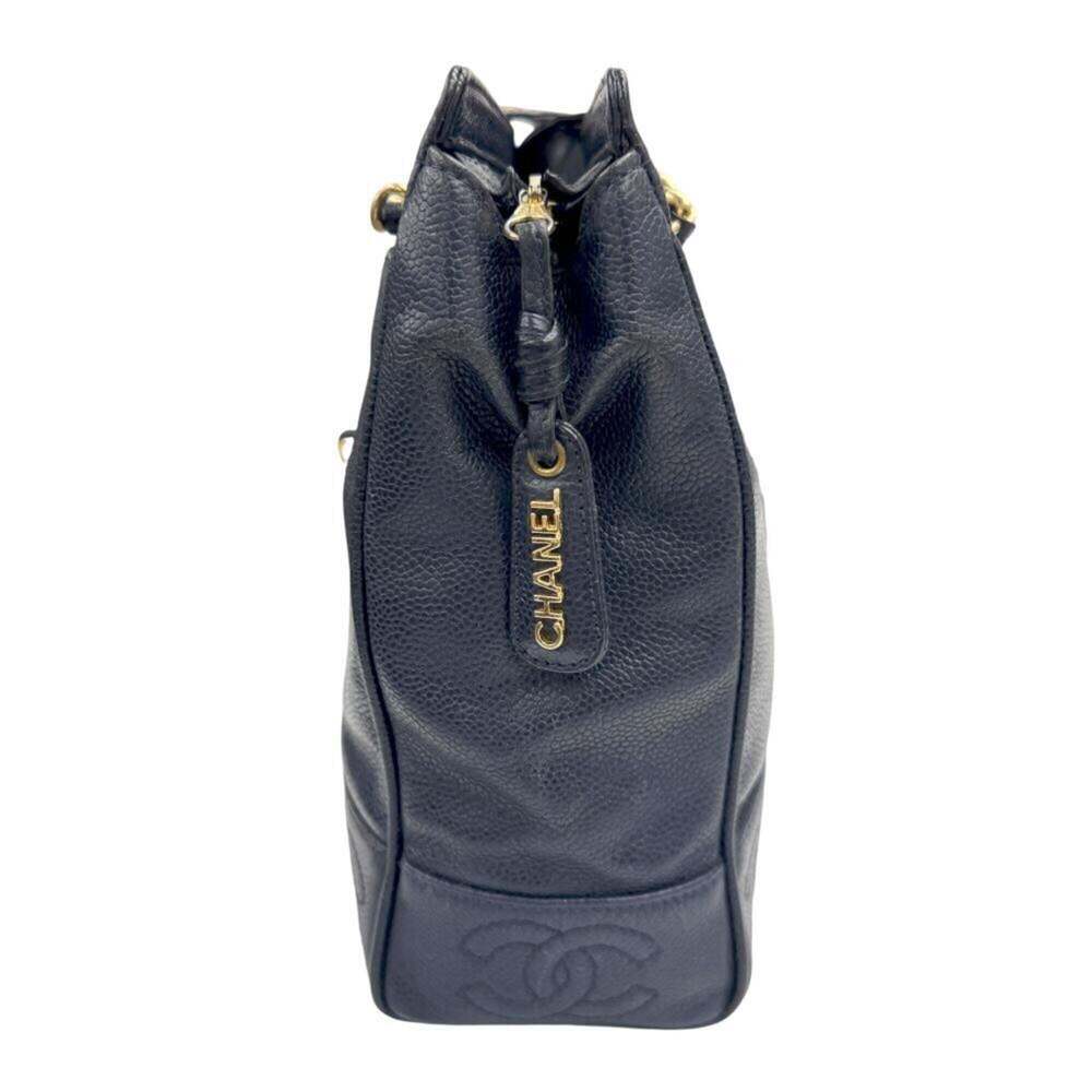 CHANEL Blue Caviar Leather Logo Tote Bag - Picture 3 of 11